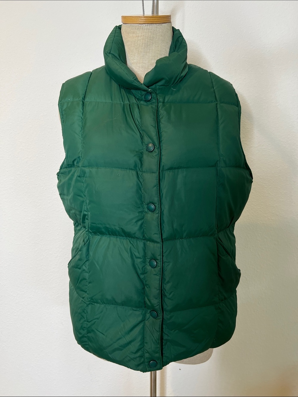 Lands End Green Quilted Down Puffer Vest